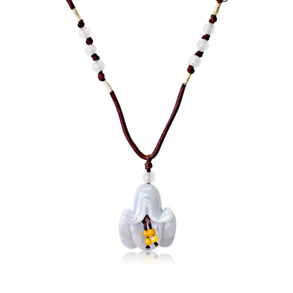 White Jade Campanula Cherry Bells a Birthstone Necklace for Women Mothers Necklace Meaningful Mother’s Day Gift