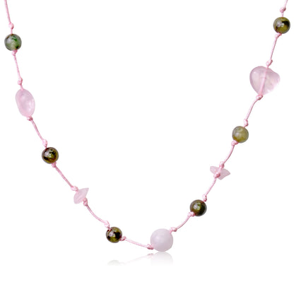 Jade Bead Necklace Pink Heart for Women Green Jade Bead Birthday Gift Inspiring Peace, Luck and Joyful Beginnings
