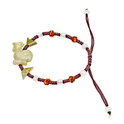 Yellow Jade Chinese Zodiac Bracelet for Unisex Chicken Bracelet A Personalized Bracelet Happy Birthday Gift