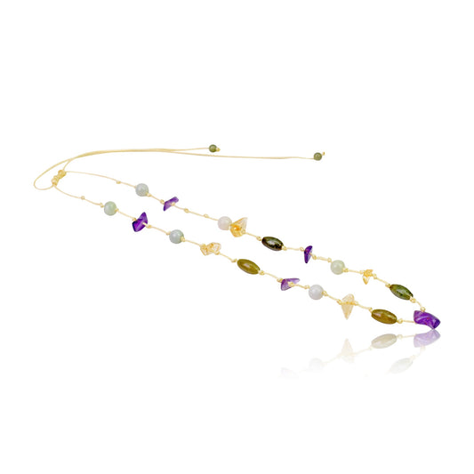 Women Purple Gemstone Necklace A Amethyst And Citrine Together For Her Custom Gemstone Necklace