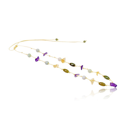 Women Purple Gemstone Necklace A Amethyst And Citrine Together For Her Custom Gemstone Necklace