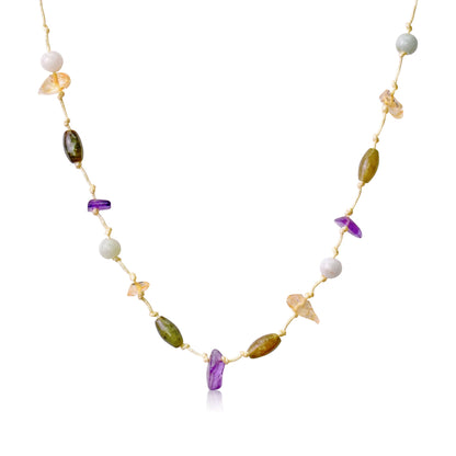 Enchanting Purple Gemstone Necklace A Amethyst And Citrine Together For Her Custom Gemstone Necklace