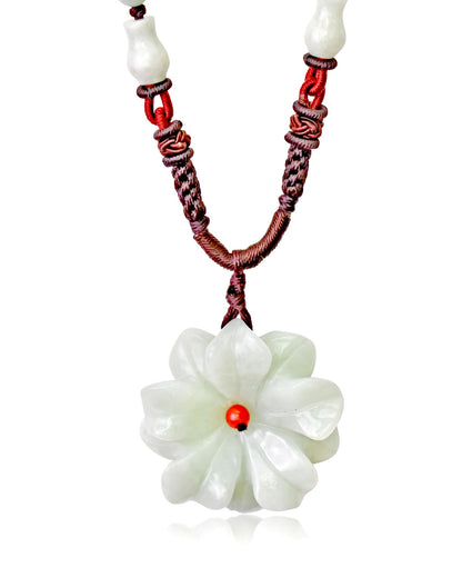 Blooming Peach a Peach Blossom Jade Elegant Floral Statement Necklace with Mystical Love Energy Anniversary Gift