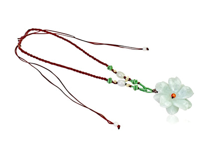 Blooming Peach Blossom Jade an Elegant Floral Statement Necklace with Mystical Love Energy Birthday Gift