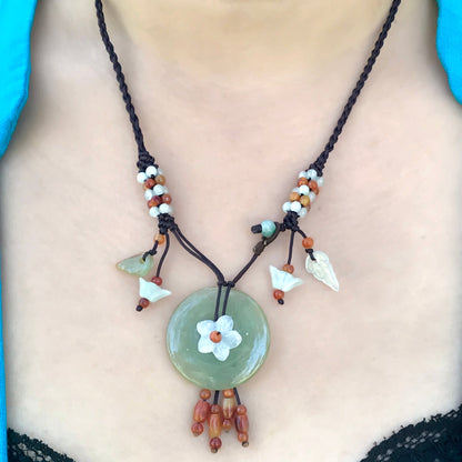 Women Eternity Circle Pendant An Infinity Stone Necklace In Round Jade Pendant For Eternal Connection Mother's Day Gift