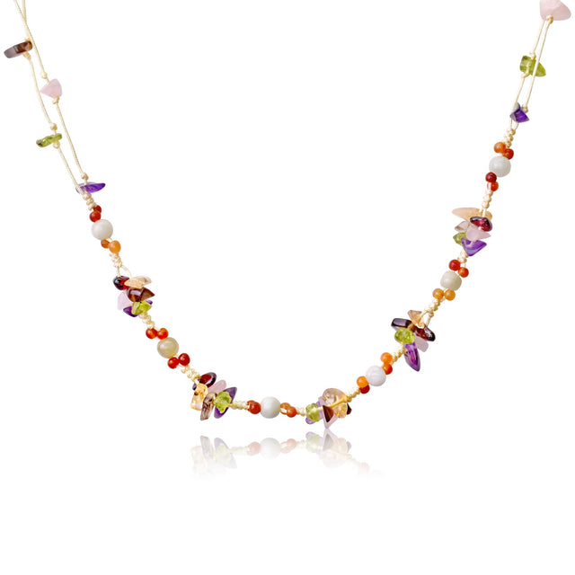 Experience Radiant Harmony with the Onyx, Peridot, Rose Quartz, and Citrine Gemstone NecklaceNecklacesSerenity Jade