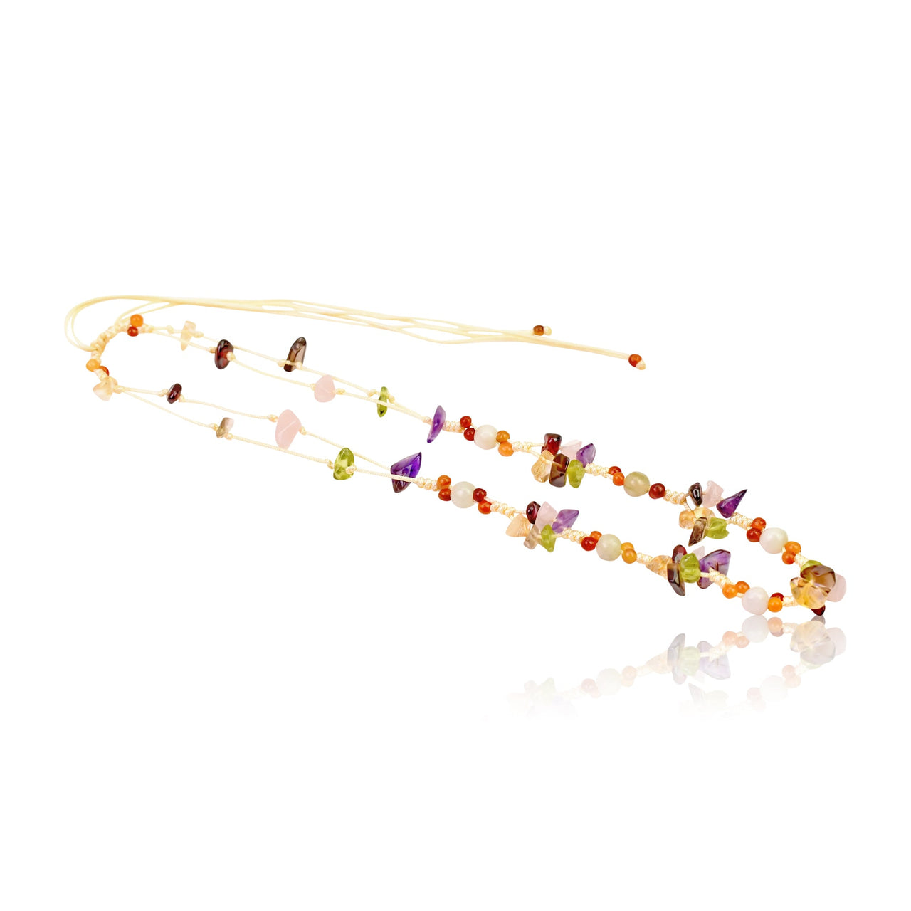 Experience Radiant Harmony with the Onyx, Peridot, Rose Quartz, and Citrine Gemstone NecklaceNecklacesSerenity Jade