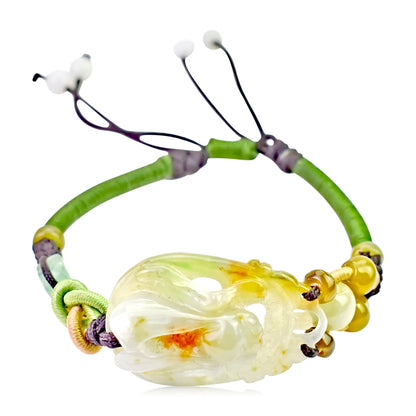 Grasshoper Green Jade Stone Bracelet For Unisex Jade Charm Bracelet For Success, Growth, And Good Fortune