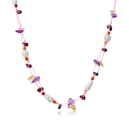 Mystical Jadeite Vase A Citrine Amethyst Necklace For Women Multi Stone Necklace Anniversary Gift