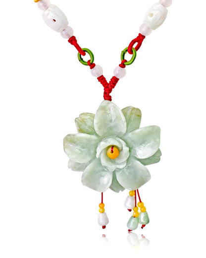 Green Jade Best-Selling Camellia Women Flower Necklace Camellia Flowers Anniversary Gift for Unconditional Love And Happiness