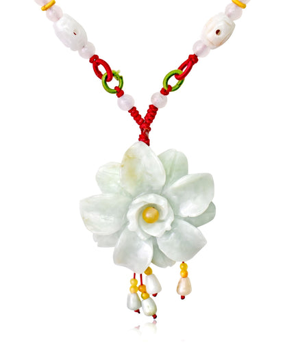 White Jade Best-Selling Camellia Women Flower Necklace A Camellia Flowers Anniversary Gift for Unconditional Love