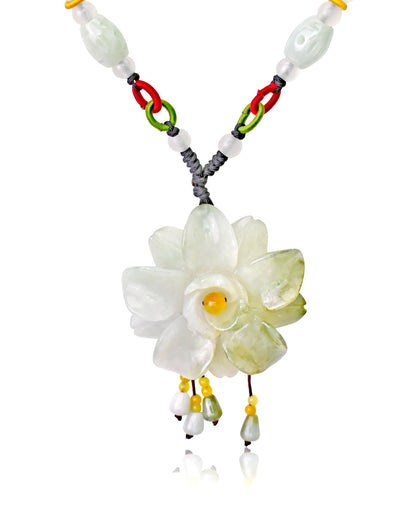 Yellow Jade Best-Selling Camellia Women Flower Necklace A Camellia Flowers Anniversary Gift for Lifelong Happiness