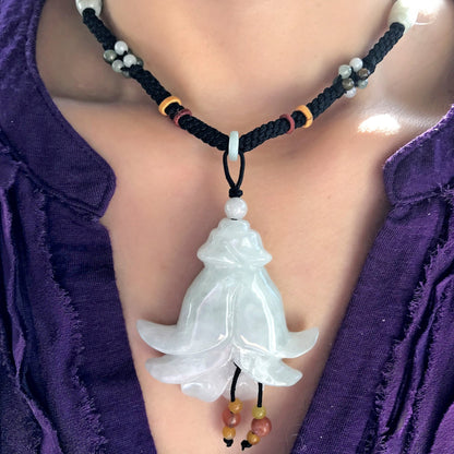 Women Big White Bell Flower a Birth month flower pendant for Her luxury floral necklace white birthday gift or Mother’s Day