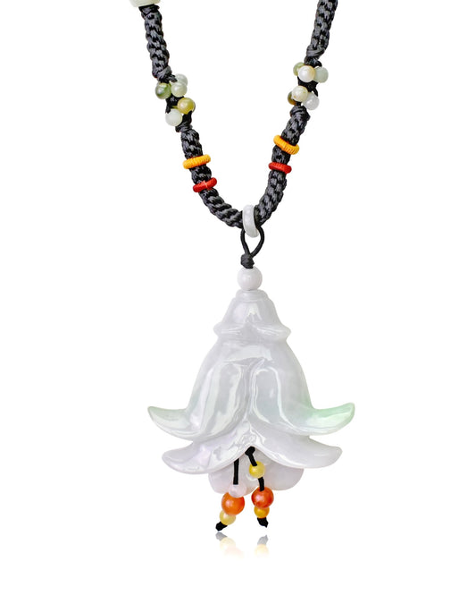Big White Bell Flower a Birth month flower pendant for Her luxury floral necklace white birthday gift or Mother’s Day