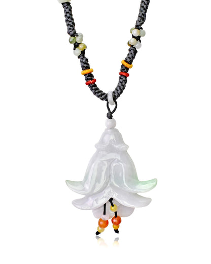 Big White Bell Flower a Birth month flower pendant for Her luxury floral necklace white birthday gift or Mother’s Day