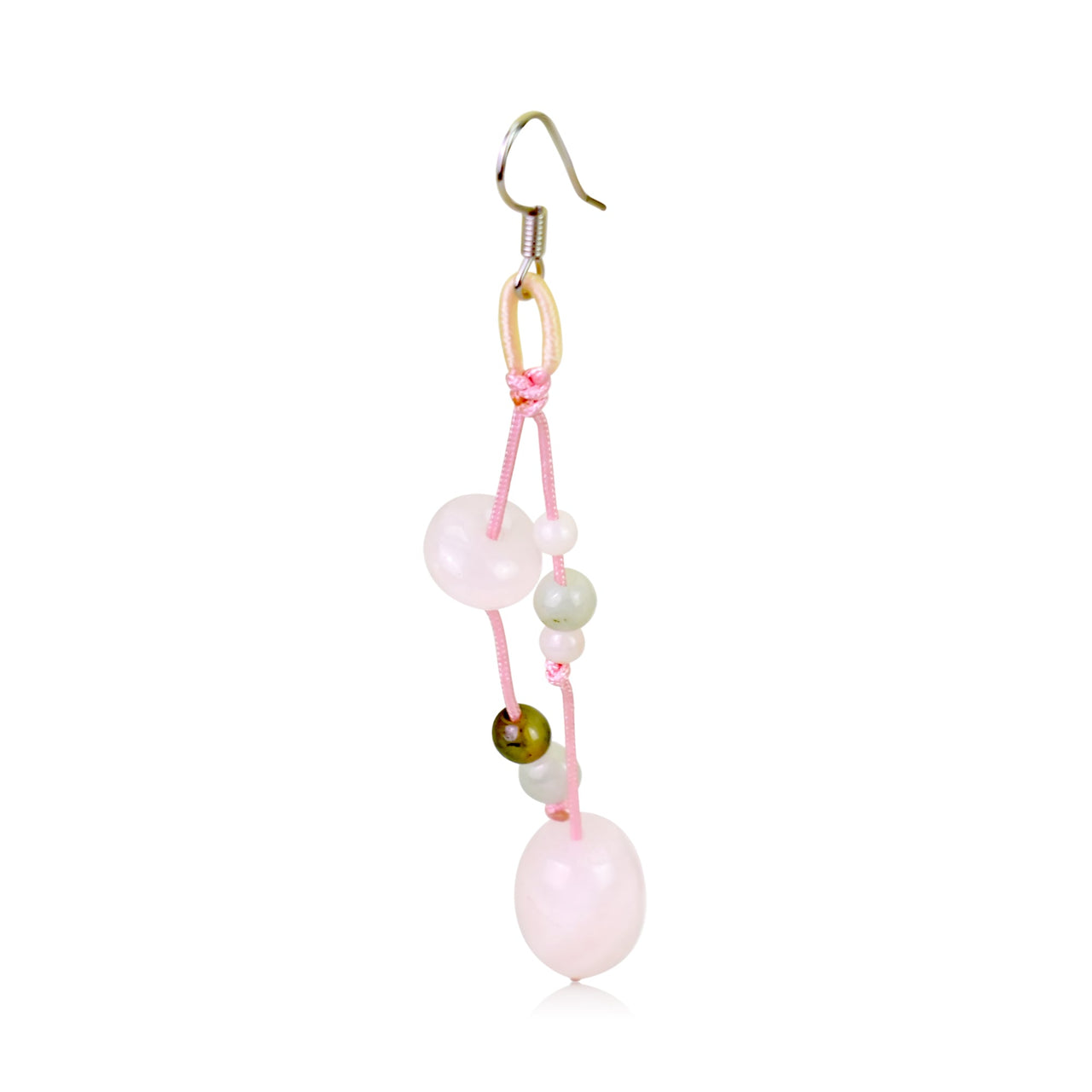 Exquisite Elegance: Oblong and Disc Rose Quartz EarringsEarringsSerenity Jade