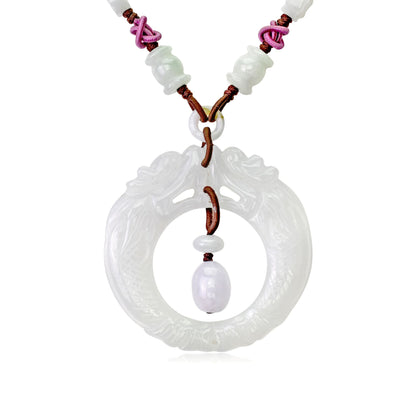 White Jade Dragon Pendant Dragon Mens Necklace Powerful Jade Pendant With Dragon Birthday Gift