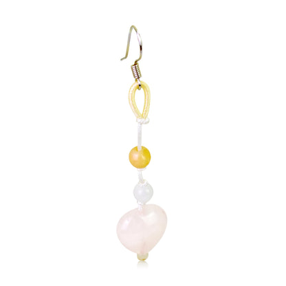 Heart Shaped Earrings A Ladies Earrings Rose Quartz Heart Crystal For Love Birthday Gift