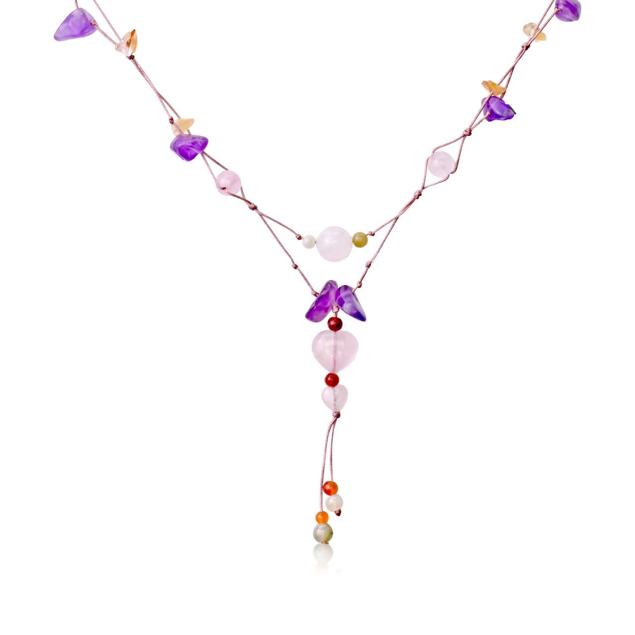 Fall in Love with the Whimsy of the Intricate Rose Quartz Heart NecklaceNecklacesSerenity Jade