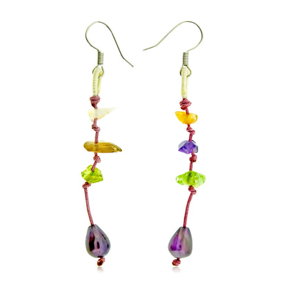 Amethyst Earrings Drop a Multi Stone Earring for Female Earrings Brings Balance, Protection, and Serenity