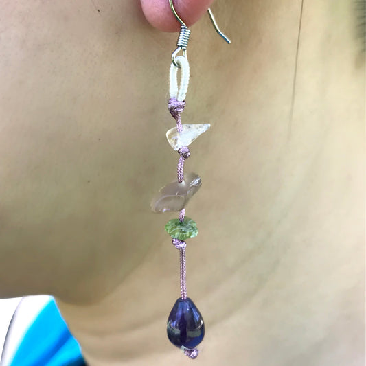 Women Amethyst Earrings Drop a Multi Stone Earring for Female Earrings Brings Balance, Protection, and Serenity