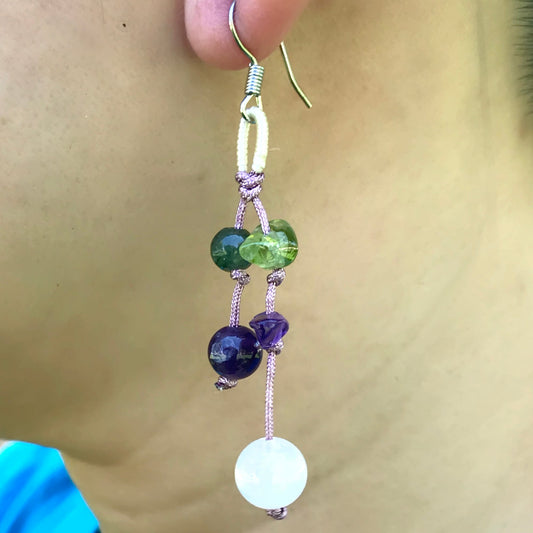 Ladies Enchanting Amethyst Earrings Silver Featuring Amethyst Stone Beads for Women’s Beaded Earrings Anniversary Gift