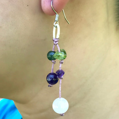 Ladies Enchanting Amethyst Earrings Silver Featuring Amethyst Stone Beads for Women’s Beaded Earrings Anniversary Gift