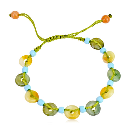 Yellow Jade a Jade Disc for Unisex Stone Bracelet a Cycle of Life Meaning Powerful Birthday Gift