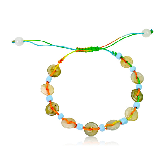 Green Jade a Jade Disc for Unisex Stone Bracelet a Cycle of Life Meaning Powerful Birthday Gift