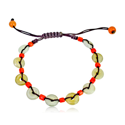 Handmade Jade Disc for Unisex Stone Bracelet a Cycle of Life Meaning Powerful Birthday Gift