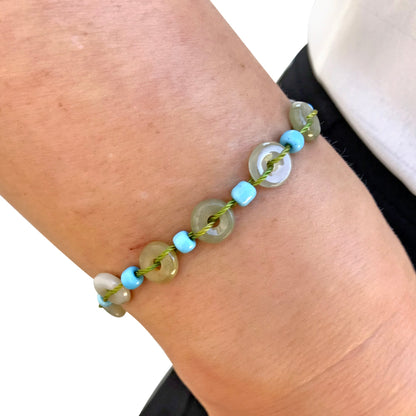 Women Jade Disc for Her Stone Bracelet a Cycle of Life Meaning Powerful Birthday Gift