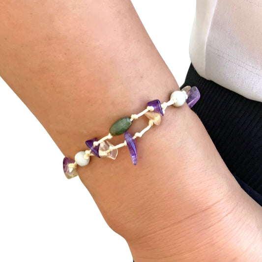Women Amethyst and Citrine Jewelry A Gemstone Charm Bracelet for Her Bracelet Healing Stones Birthday Gift