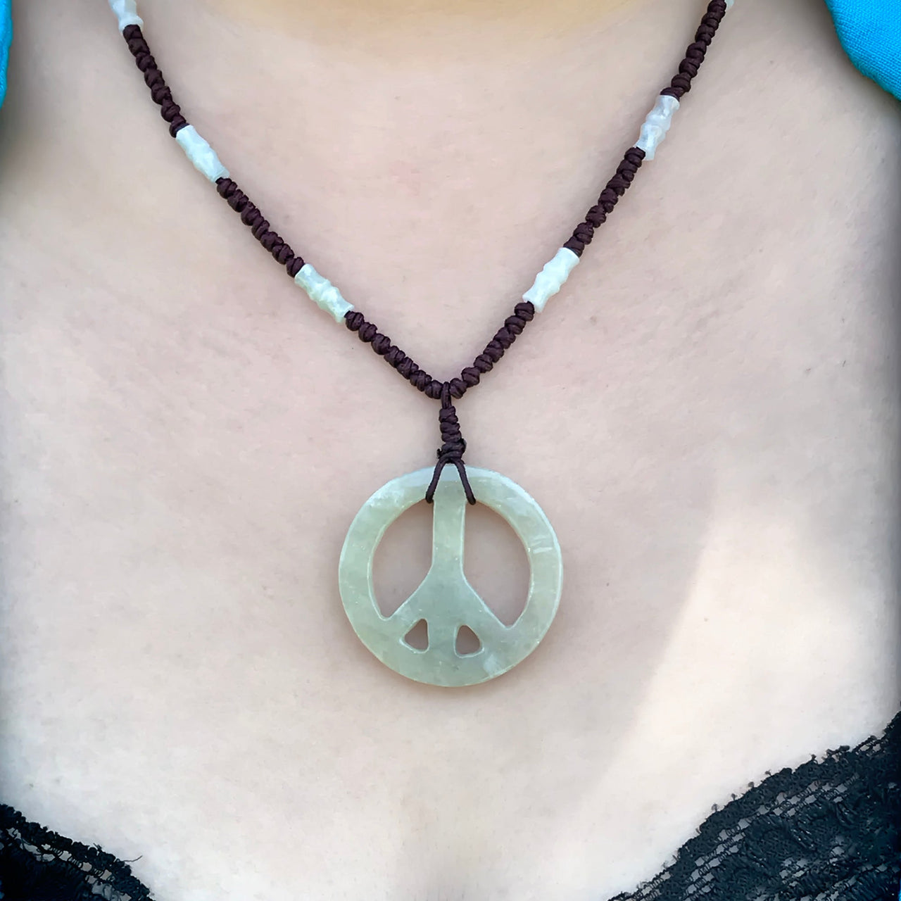 Find Your Zen with the Peace Sign Jade Pendant NecklaceNecklacesSerenity Jade
