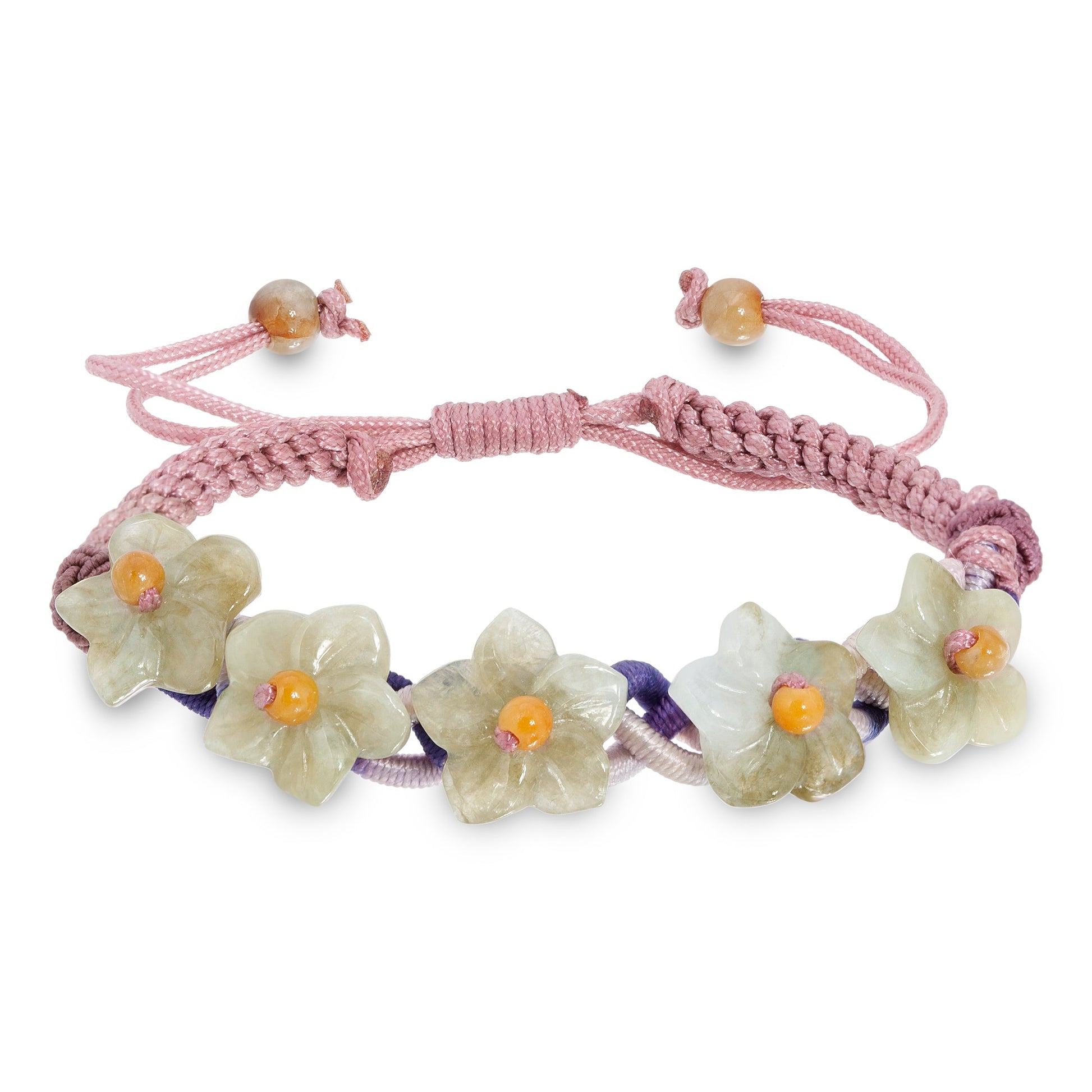 Flower Bracelet Handmade Genuine Jade Bracelet for Women Gift for her Handwoven Bracelet Adjustable Cord Handmade Jewelry Gift for MotherBraceletsSerenity Jade