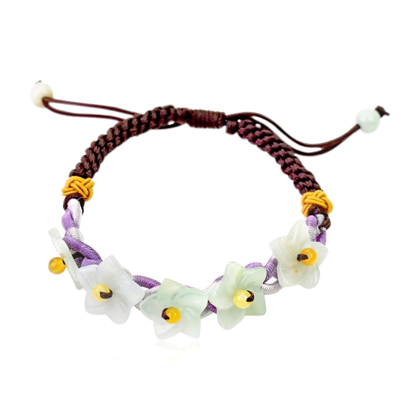 Flower Bracelet Handmade Genuine Jade Bracelet for Women Gift for her Handwoven Bracelet Adjustable Cord Handmade Jewelry Gift for MotherBraceletsSerenity Jade