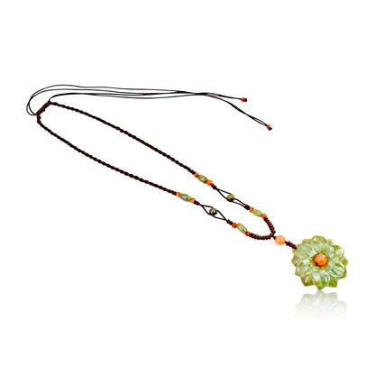 Flower Jade Pendant for Her Beaded Daisy Chain a Choker Daisy Joyful Anniversary Gift