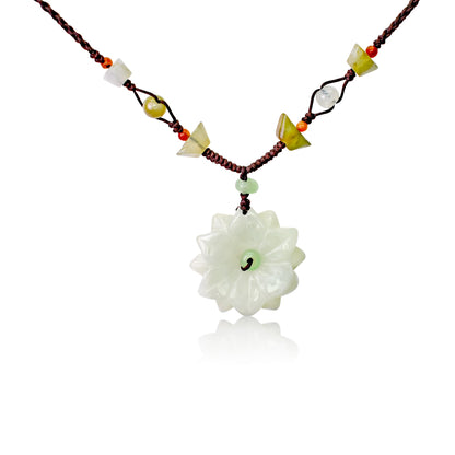 Flower Jade Pendant for Her Beaded Daisy Chain a Choker Daisy Mother's Day Gift f