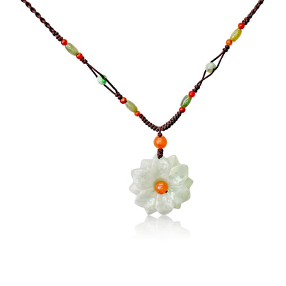 Handmade Flower Jade Pendant for Her Beaded Daisy Chain a Choker Daisy Anniversary Gift for Innocence and Joy