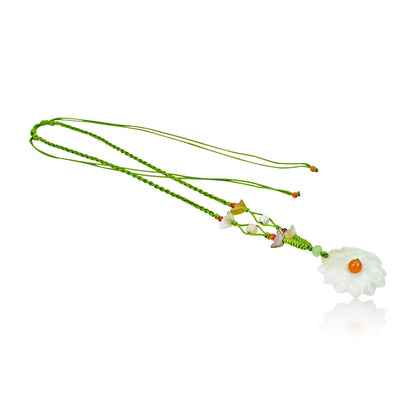 Handwoven Flower Jade Pendant for Her Beaded Daisy Chain a Choker Daisy Anniversary Gift