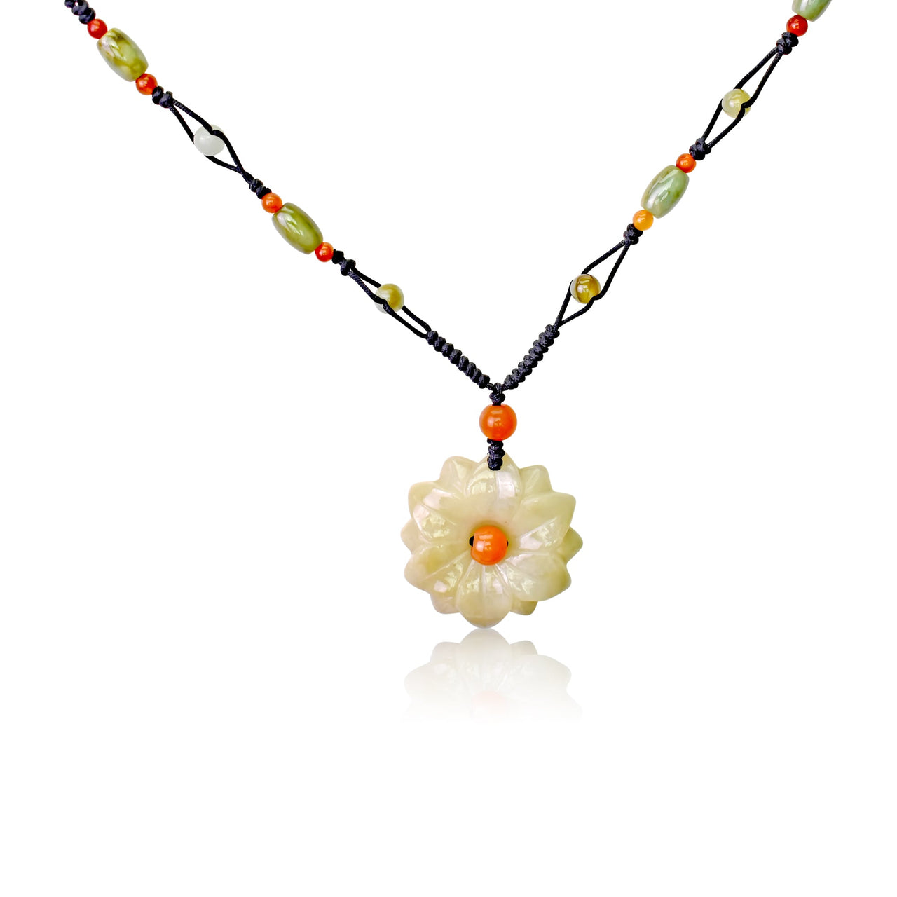 Yellow Jade Flower Jade Pendant for Her Beaded Daisy Chain a Choker Daisy Anniversary Gift for Innocence and Joy