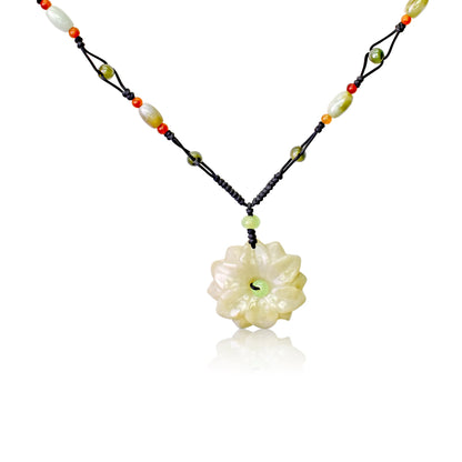 Flower Jade Pendant for Her Beaded Daisy Chain a Choker Daisy Birthday Gift