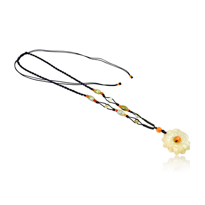 Flower Jade Pendant for Her Beaded Daisy Chain a Choker Daisy Engagement Gift for New Beginning