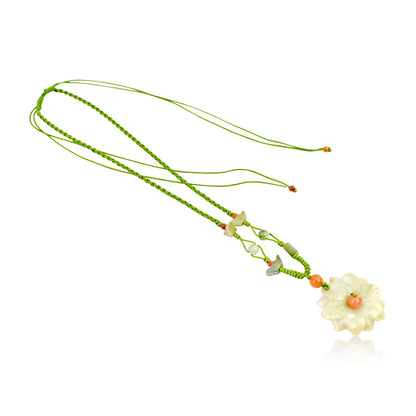 Flower Jade Pendant for Her Beaded Daisy Chain a Choker Daisy Personal Birthday Gift