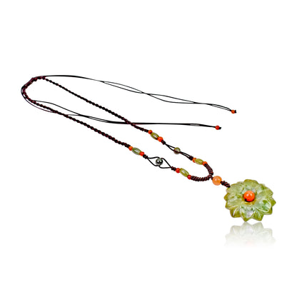 Lovely Flower Jade Pendant for Her Beaded Daisy Chain a Choker Daisy Anniversary Gift for Innocence and Joy