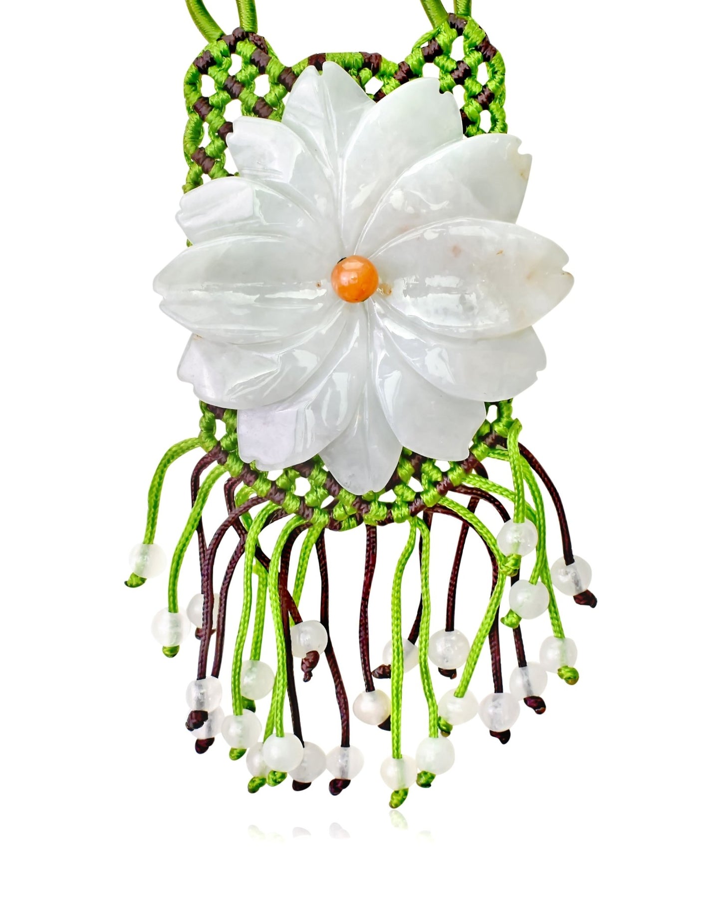 Flower Necklace Designer Daisy Beaded Necklace for Her Jade Jewelry for Mom Flower Jade Necklace for Birthday or Anniversary Gift Flower Jade Necklace for her Handmade Pendant Daisy Choker Flower Necklace for WomenNecklacesSerenity Jade