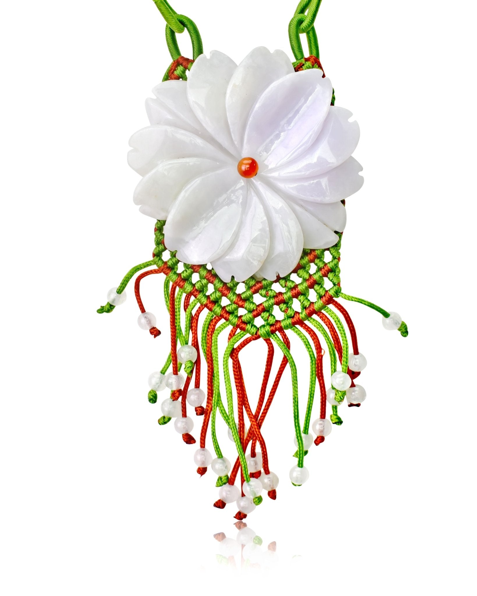 Flower Necklace Designer Daisy Beaded Necklace for Her Jade Jewelry for Mom Flower Jade Necklace for Birthday or Anniversary Gift Flower Jade Necklace for her Handmade Pendant Daisy Choker Flower Necklace for WomenNecklacesSerenity Jade