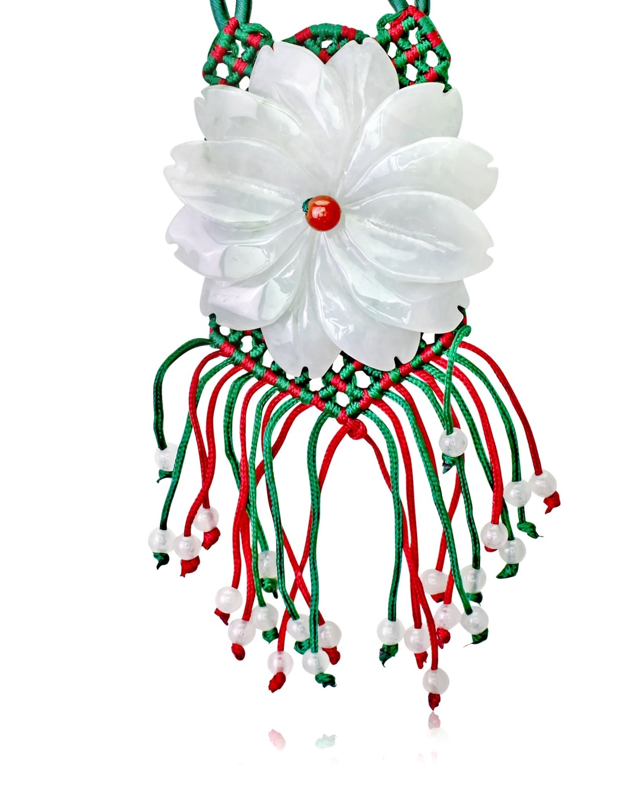 Handcrafted Daisy Beaded Necklace a Flower Jade Necklace for Her Large Floral Necklace Birthday or Anniversary Gift