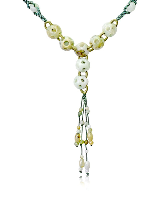 Handcrafted Beaded Necklace with Genuine Jade Beads a Classic Jewelry Spectacular Birthday Gift