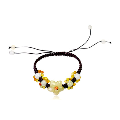 Yellow Jade Star Shaped Flowers A Simple Bracelet For Her Valentines Bracelet Romantic Valentine's Day Gift