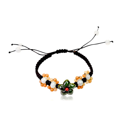 Green Jade Star Shaped Flowers A Simple Bracelet For Her Valentines Bracelet Romantic Valentine's Day Gift